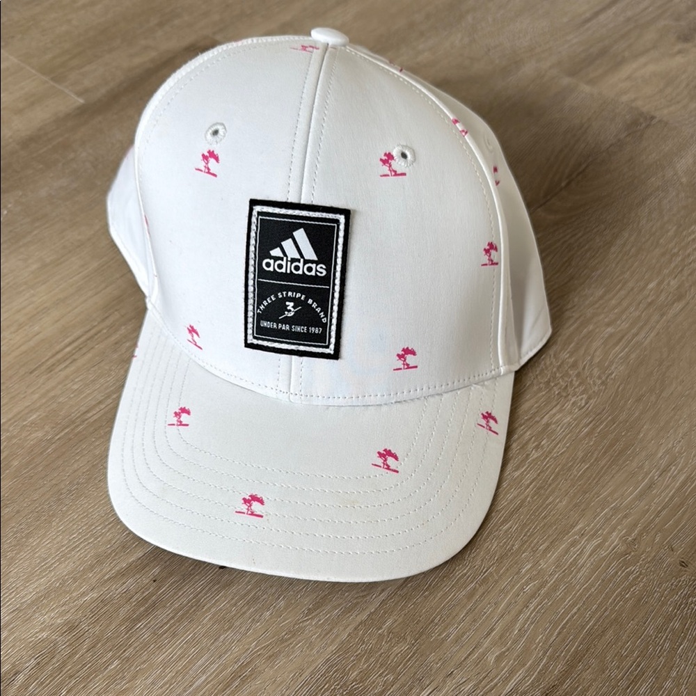 Adidas White and Pink Cap